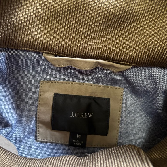 J. Crew Cruiser Harrington Bomber Canvas Jacket Tan Lined Full Zip Medium Mens - Picture 6 of 10